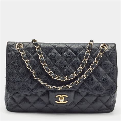 chanel black quilted caviar leather classic jumbo double flap bag|CHANEL Caviar Quilted Jumbo Double Flap Black.